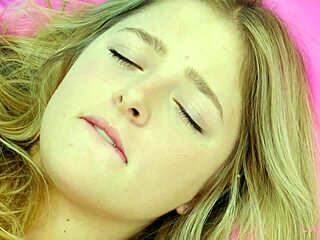 Sweet petite blonde reveals stunning figure on sofa during casting?