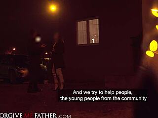 waitress on break with natural tits gets roughly fucked in van after pickup