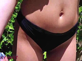 Cumming in stepsister’s panties in the garden