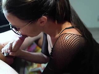 Girlfriend sucks huge cock after work, so hot!