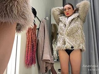 Hot Slut Tries Clothes on Her Sexy Body in Public Fitting Room