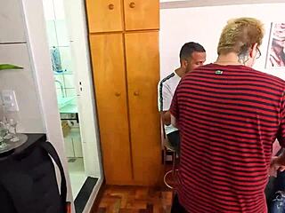 Blonde pornstar takes two monster cocks