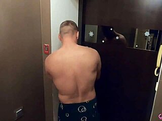 Husband bangs neighbor hard on staircase while wife rests