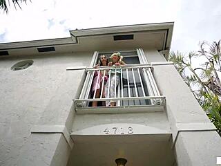 horny sluts intensely sharing neighbor's dick in hardcore threesome