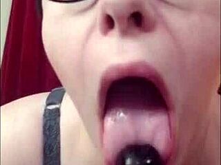 How wet is your hairy pussy while sucking this dildo? she texts during the cock control session.