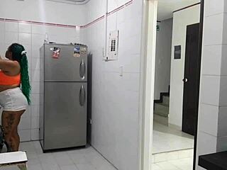 Colombian Maid Sucks Cock While Masturbating Her Wet Pussy