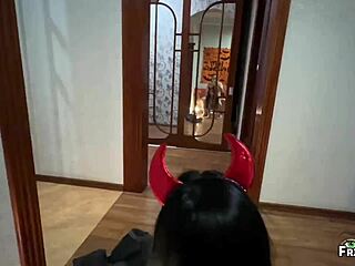 stepson creampies stepmom pussy before halloween in taboo blowjob fun 😈