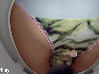 man, caught piss dripping in panties on toilet cam