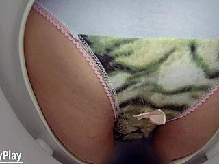 man, caught piss dripping in panties on toilet cam