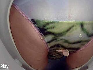man, caught piss dripping in panties on toilet cam