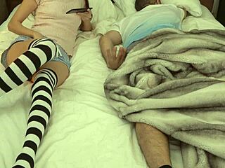 snuck my stepdad’s phone to touch myself next to him in bed 😳