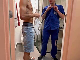 Brazilian gay technician with monster cock gives blowjob and masturbates.