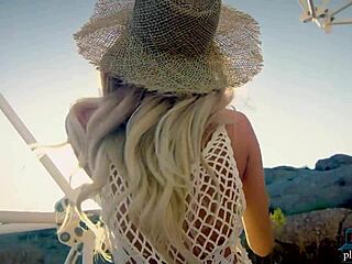 Petite blonde model emma hix poses amazing ass outdoor for playboy