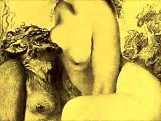 Vintage animalation from retro hentai cartoon series