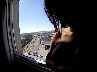 Sarada Naked In Hotel Window, Voyeur Creampie With Big Tits