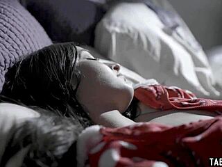 Santa sneaks a quick session with petite teen beauty at boss's home.