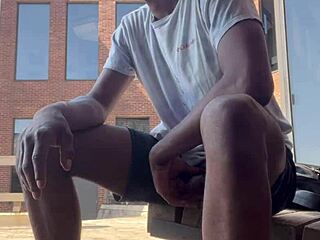 College Campus Wank Session in Public Outdoor Spot