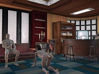 Fallout 4 babe sucks while vibrator fills her ass