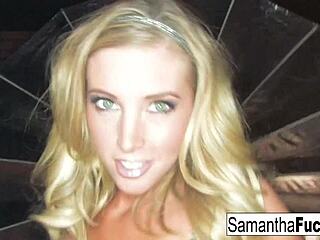 Samantha teases with her big tits!