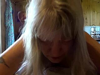 Fuck buddy takes housewife from behind at home