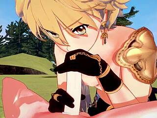 Genshin Impact Yaoi: Aether Sucks Venti’s Dick and Gets Fucked Hard