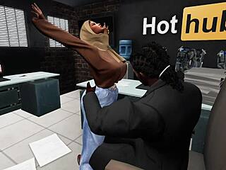 Second Life Black Man Security Guard Fucks Asian Muslim Woman in Hentai Scene