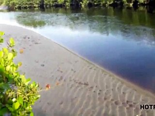 Blonde Milf with Big Ass Bends Over at Beach