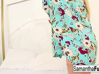 Samantha indulges in foot and stocking fetish masturbation.