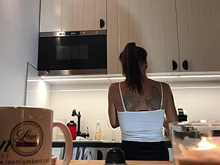 Perfect Pokies On The Kitchen Cam Braless Sylvia And Her Amazing Nipples
