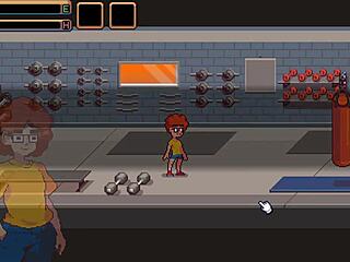 Muscular hentai girl sucks cock after gym training