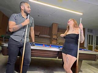 pool hall worker scores with cheating curvy latina