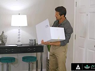 Naughty teen Savannah Sixx gives her stepdad his first nuru massage 😏 Oiled up and licking pussy!