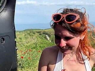 Stranger helps park, then risky public fuck happens