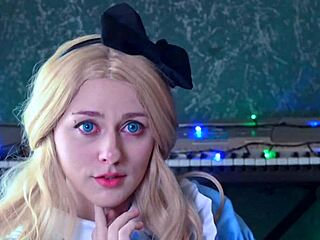 Alice uses rabbit's carrot to pleasure herself in spookyboogie wonderland cosplay