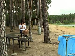 wow, busty teen Rita is touching herself outdoors, so hot! 🔥