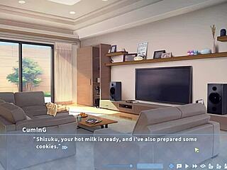 Summer Clover harem game: blonde step sister rides giant cock