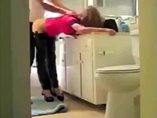 french woman in lingerie gets intimate with neighbor in kitchen