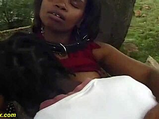 African step siblings learn BDSM lesson outdoors.