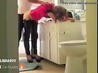 french woman in lingerie gets intimate with neighbor in kitchen