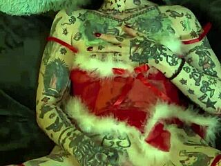 milf on the shelf having a xmas solo orgasm with piercing and fingering?