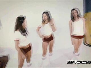 fourway sex ed with deep gagging and fucking