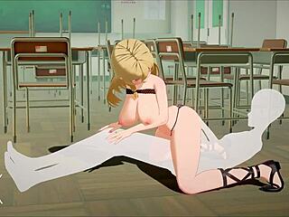 Anime hentai gaming Marin fucks in various sexy positions with blowjob