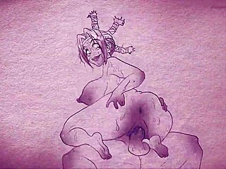 Sketching Hunter x Hunter Menchi in steamy 2D hentai action. Paper and pencils bring wild cartoon sex to life.