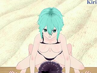 i intensely fuck asuna yuuki and sinon shino asada in sword art online hentai