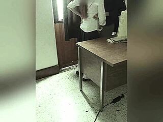 hidden camera catches teacher and student banging in school office