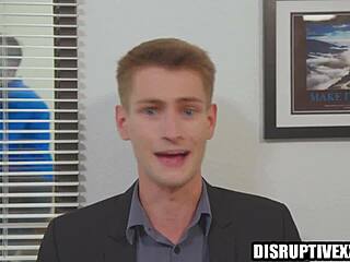 Hot gay sex in the office! Sucking and fucking monster cock