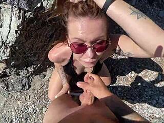 I’m thrilled, banging a hot brunette stranger on public beach