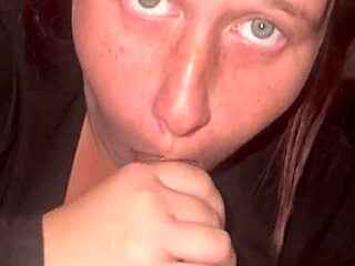 Anime girl gives quick blowjob before work.