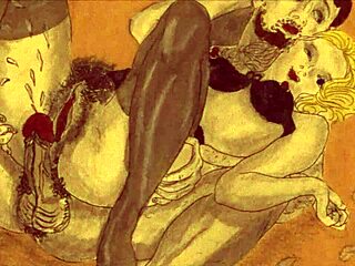 Vintage Erotic Illustration from Antique Anime Hentai Cartoon Comic