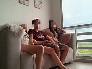 we’re bored watching tv so my two stepsisters jerk me off and we bang hard. nothing beats this wild outdoor session.